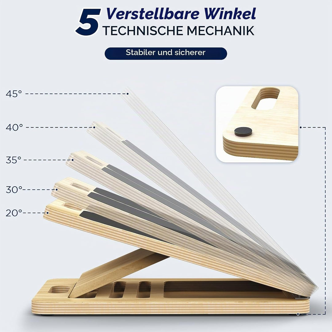 Wadendehner Schrägbrett aus Holz, Slant Board mit 5 Neigungswinkel, Professionelles Wadendehner für