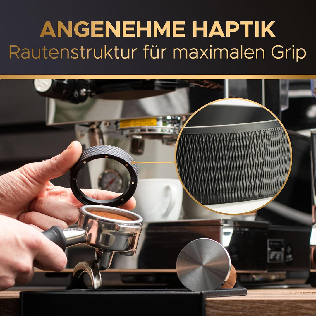 Barista Legends® Perfekt Shot Set – Tamper, Distributor Tool, Dosierring & Tampermatte | Profi Espre