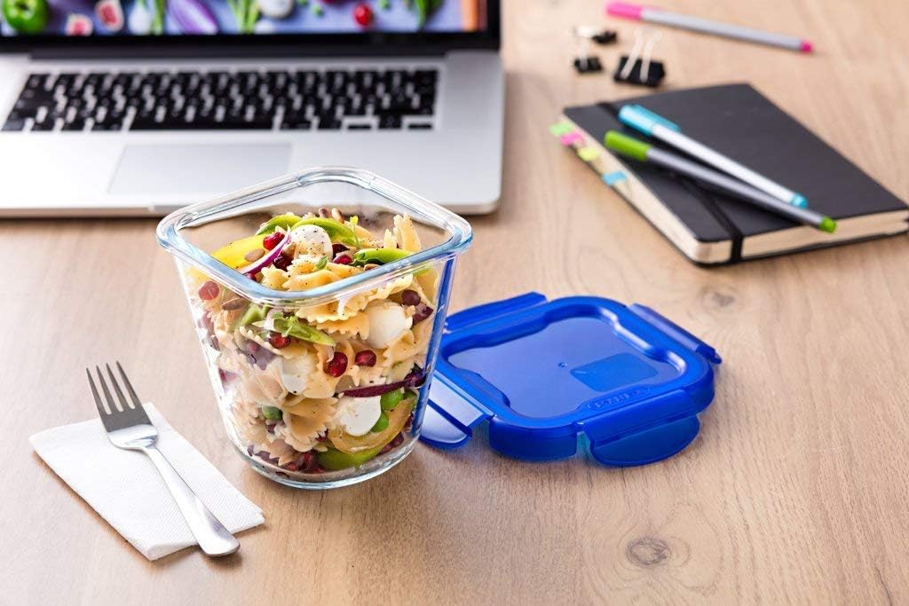 Pyrex Cook & Go Lunchbox, 3 Stück, gleiches Fassungsvermögen (3 x 0,8 l – Pasta Box) – speziell zum