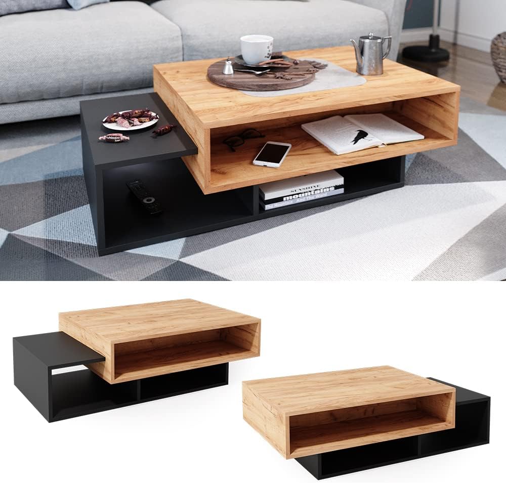 Vicco Couchtisch Sofatisch Beistelltisch Bari Anthrazit/Goldkraft