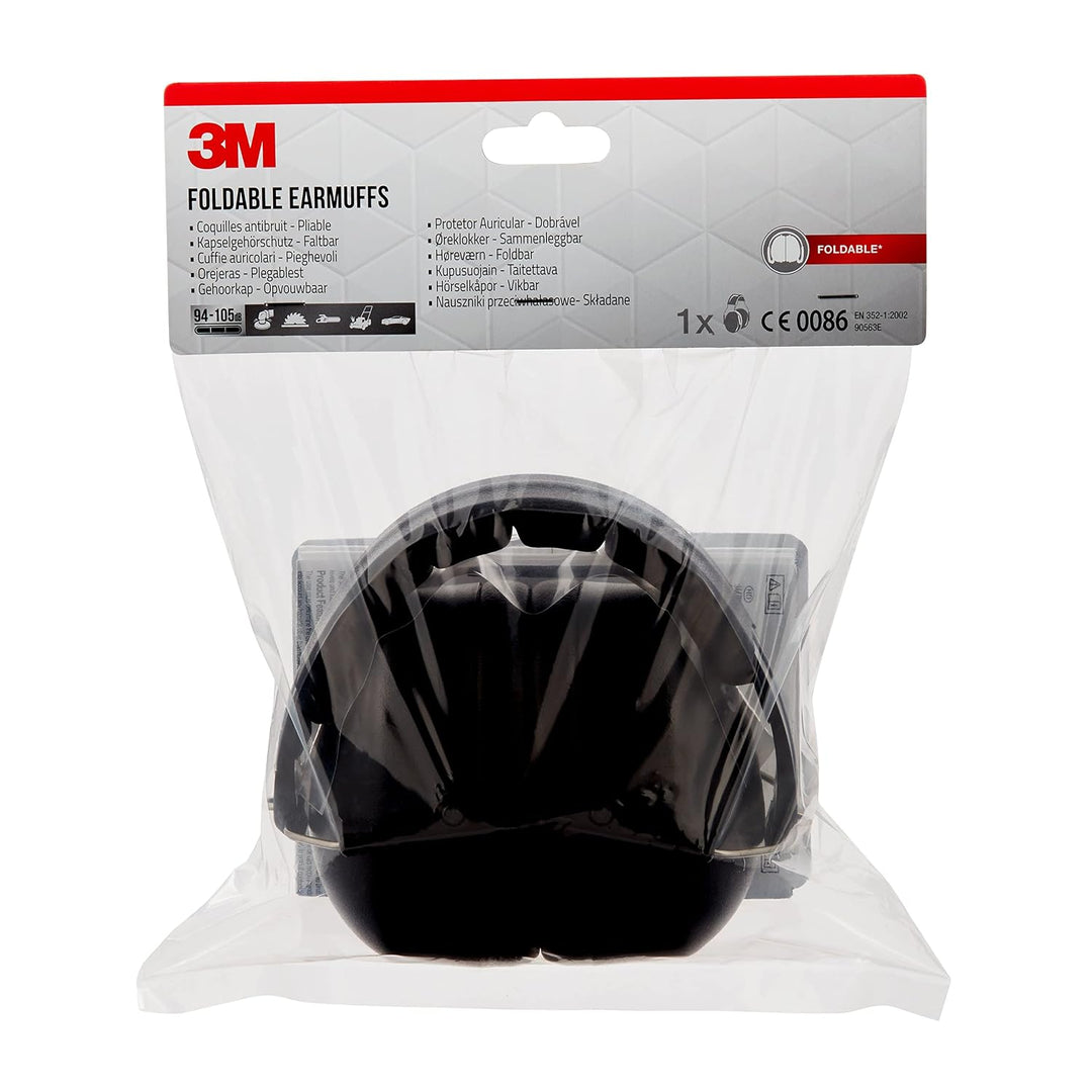 3M Kapselgehörschutz 90563E, Zusammenklappbarer Ohrenschützer &amp; Fahrenheit Schutzbrille 71360-00012,