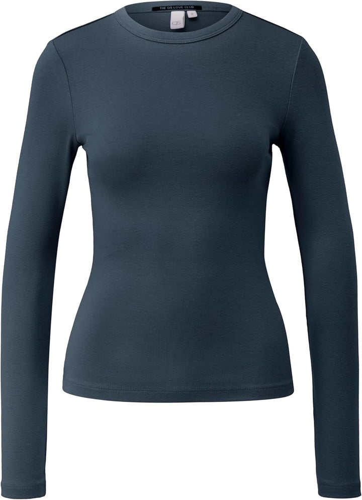 QS Damen Weiches Longsleeve Langarmshirt XL 5820_tiefblau, XL 5820_tiefblau