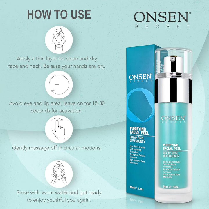 Onsen Secret Exfoliating Peeling Gel - Daily Gentle Face Exfoliator, Dark Spot Remover, Organic Faci