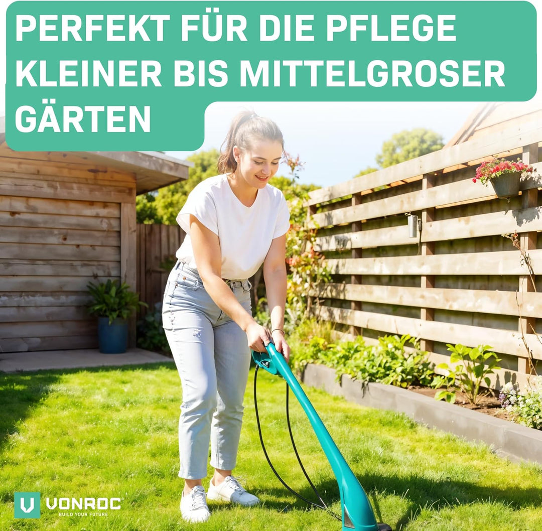 VONROC Rasenmäher Elektro mit Kabel | 1300W - 32cm Schnittbreite - einstellbare Schnitthöhe 30-70MM