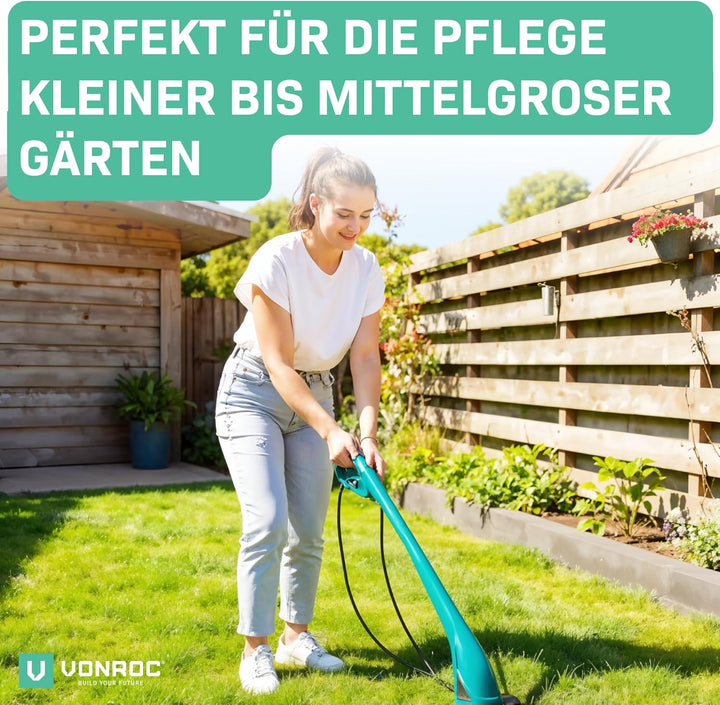 VONROC Rasenmäher Elektro mit Kabel | 1300W - 32cm Schnittbreite - einstellbare Schnitthöhe 30-70MM