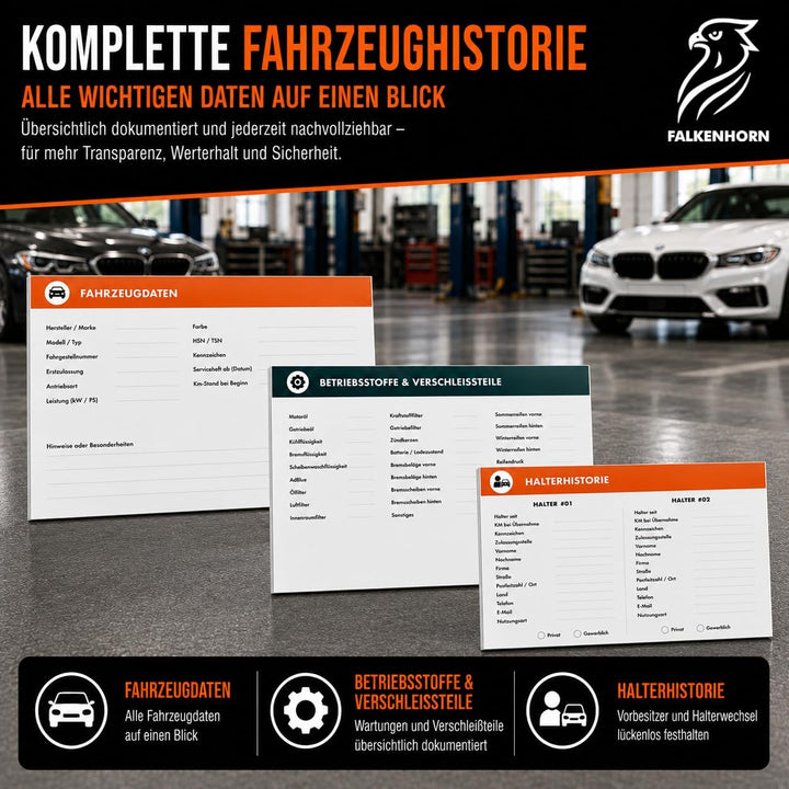 Serviceheft Auto | Universal Scheckheft, Inspektionsheft &amp; Wartungsheft für KFZ, PKW, Oldtimer, UVM,