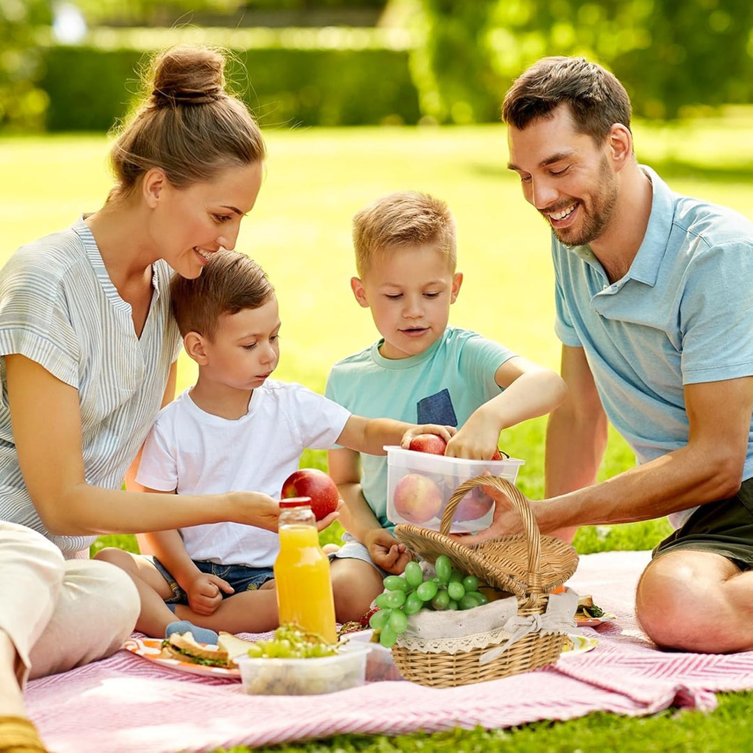 Toddmomy Geflochtener Rattan Picknickkorb Mit Deckel Ovaler Aufbewahrungskorb Für Garten Obst Und We