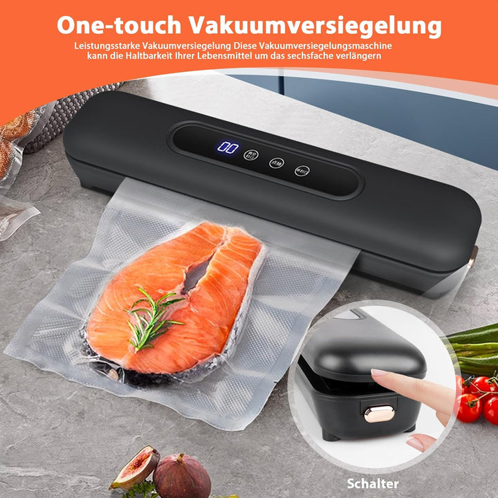 Vakuumiergerät, Vakuumierer für Lebensmittel mit 20 Vakuum Beutel, Folienschweissgerät für Trockene,