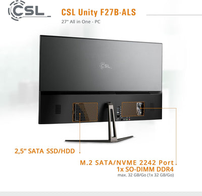 All-in-One-PC CSL Unity F27B-ALS, 68,58 cm (27 Zoll, 1920x1080 Full HD) - Leistungsstarker AIO (Inte