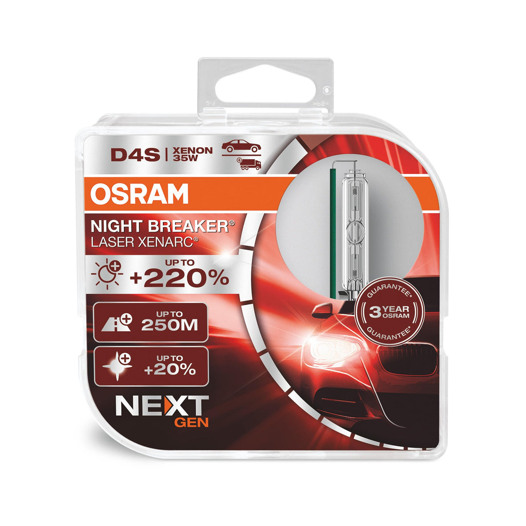 OSRAM XENARC NIGHT BREAKER LASER D4S Next Generation, +220 % mehr Helligkeit, HID Xenon-Scheinwerfer
