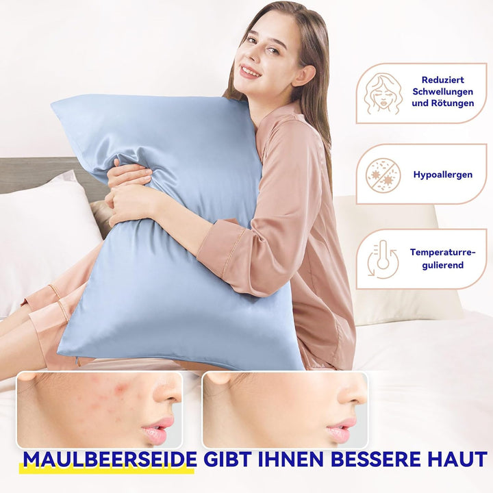 SeidenKissenbezug 40x60,Jaciu Kissenbezüge aus Seide,für Haar und Haut Beide Seiten Echte Seide Kiss
