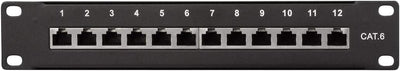 LogiLink Professional Cat.6 (250 MHz) Patchpanel - Verteilerfeld, 10", STP (geschirmt) 12-Port (RJ45