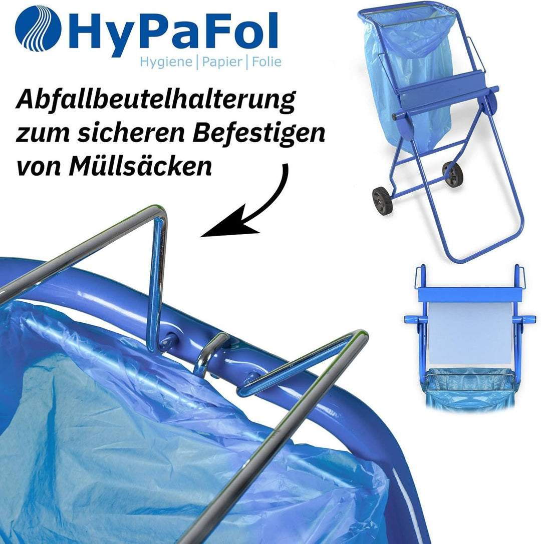 Bodenständer mit Müllsackhalterung für Putztuchrollen | für Industrierolle bis 40 cm Breite | Fahrba