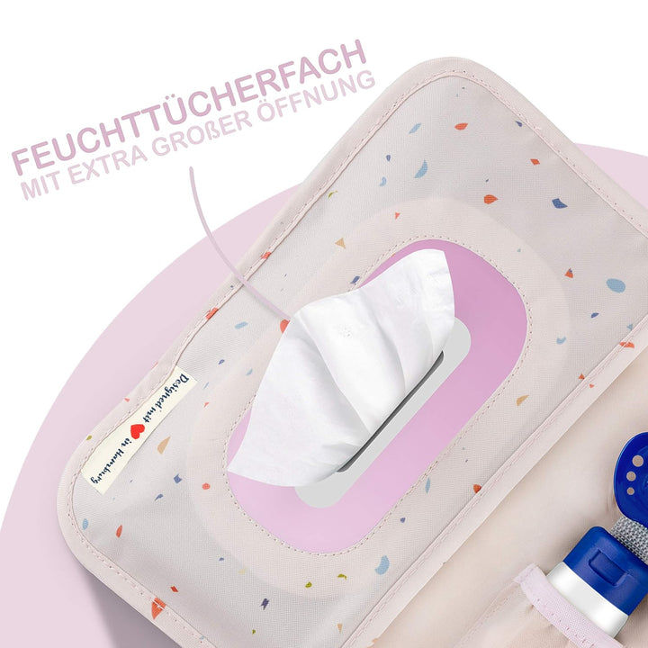 Jubi® Windeltasche mit Wickelunterlage für unterwegs mit extra viel Platz- Kleine Wickeltasche - Ros