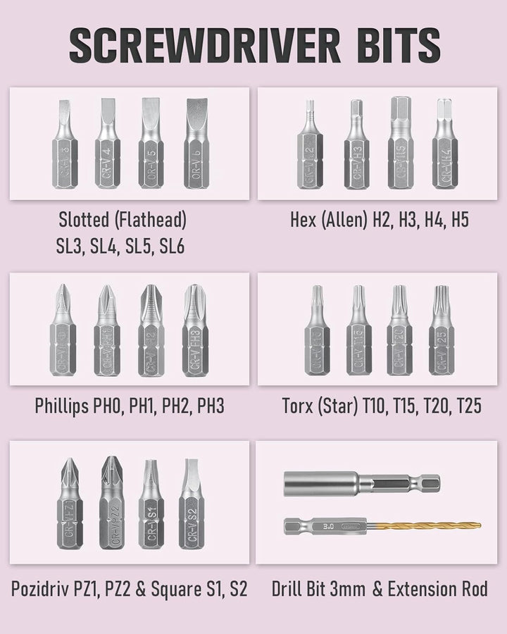 Durofort 3,7V Mini Cordless Akkuschrauber,3Nm kleiner akkuschrauber,Satz mit 48 Schraubendreherbits