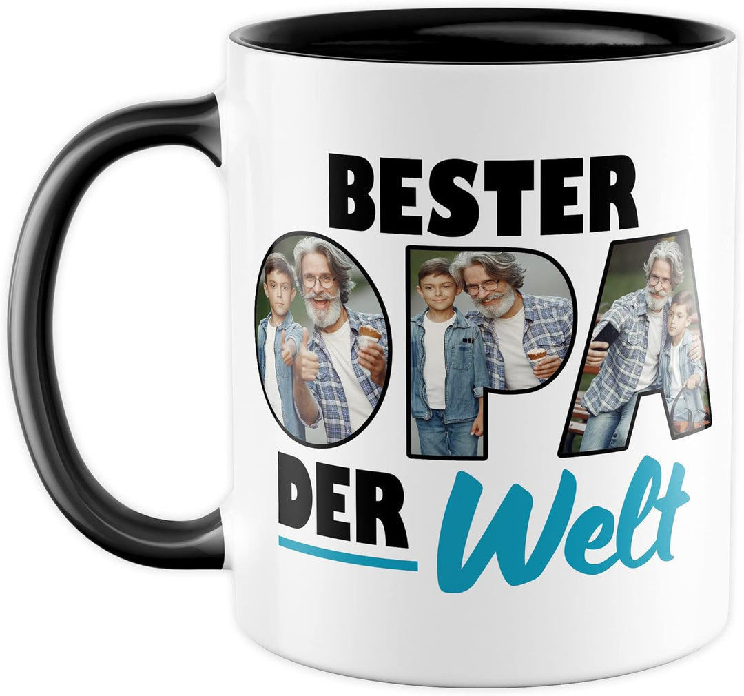 Opa Tasse personalisierbar mit Bild, Bester Opa der Welt, Geschenk personalisiert Grossvater Spruch