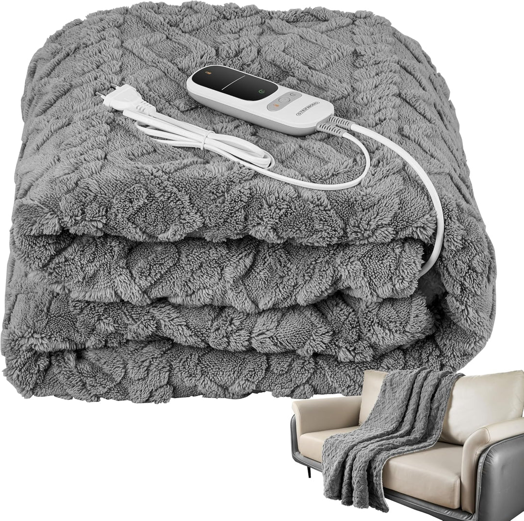 Heizdecke mit Abschaltautomatik Kuschelheizdecke 180x130cm elektrische Wärmedecke Kuscheldecke Bett