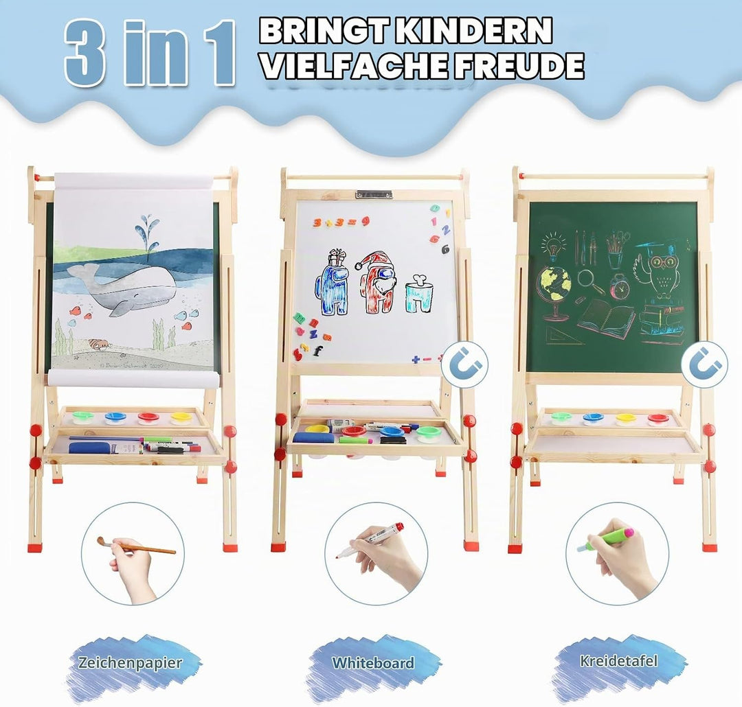 Dripex Kinder Tafel Faltbare Holz Kindertafel Malerei Holztafel Doppelseitige Kreidetafel und Whiteb