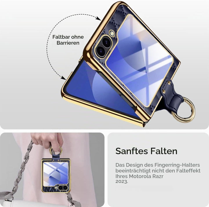 Miimall Lederhülle Kompatibel mit Samsung Galaxy Z Flip 6/Flip7 FE Hülle mit Kameraschutz+Ring Ständ