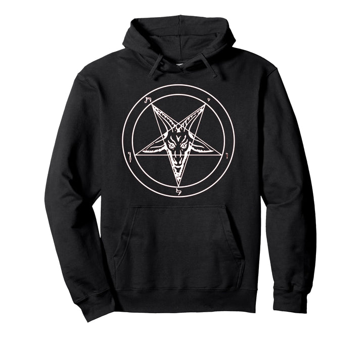 666 Satan Schwarzer Stern Motiv mit Totenkopf Pentagramm Pullover Hoodie