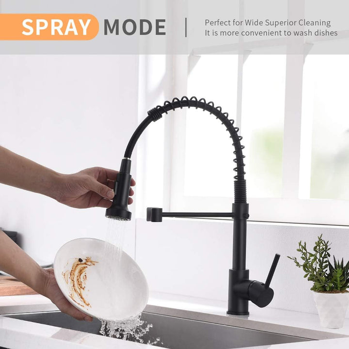 TIMACO Schwarz Niederdruck Küchenarmatur 360° Drehbar Mischbatterie Küche Kommerzielle Einhand-Spüle