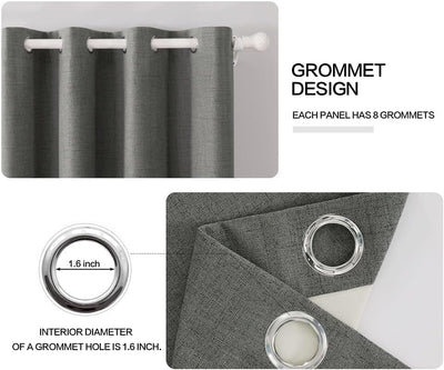 MIULEE Blickdichte Vorhänge Wärmeisolierende Vorhänge mit Ösen 100% Blickdicht Leinenoptik Gardienen