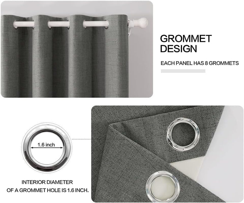 MIULEE Blickdichte Vorhänge Wärmeisolierende Vorhänge mit Ösen 100% Blickdicht Leinenoptik Gardienen