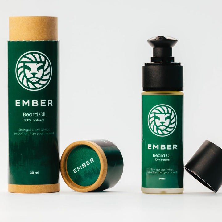 Ember Bartöl für Männer – 30ml – Natürlich mit Arganöl Mandelöl & Avocadoöl – Gegen Trockenheit Juck