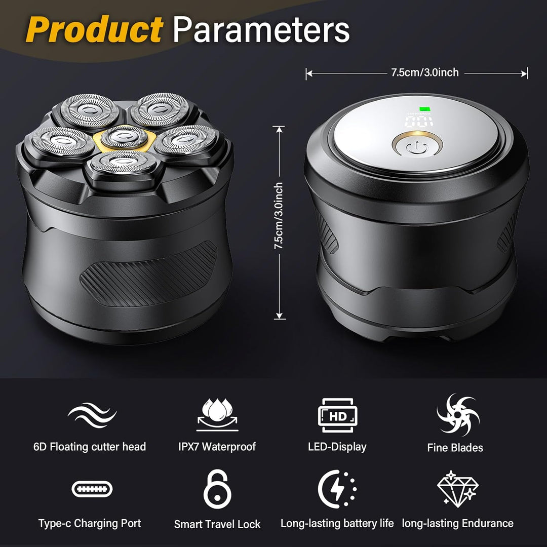 Glatzen Rasierer Herren UD1,IPX7 Wasserdichter Kopfrasierer Glatze 6D Magnetische Schwebender Kopf N