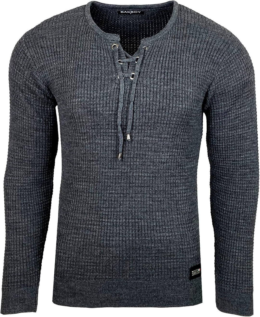 Baxboy Herren Pullover Slim Fit Rundhals Strick-Pullover Rundkragen Moderner Longsleeve in Feinstric