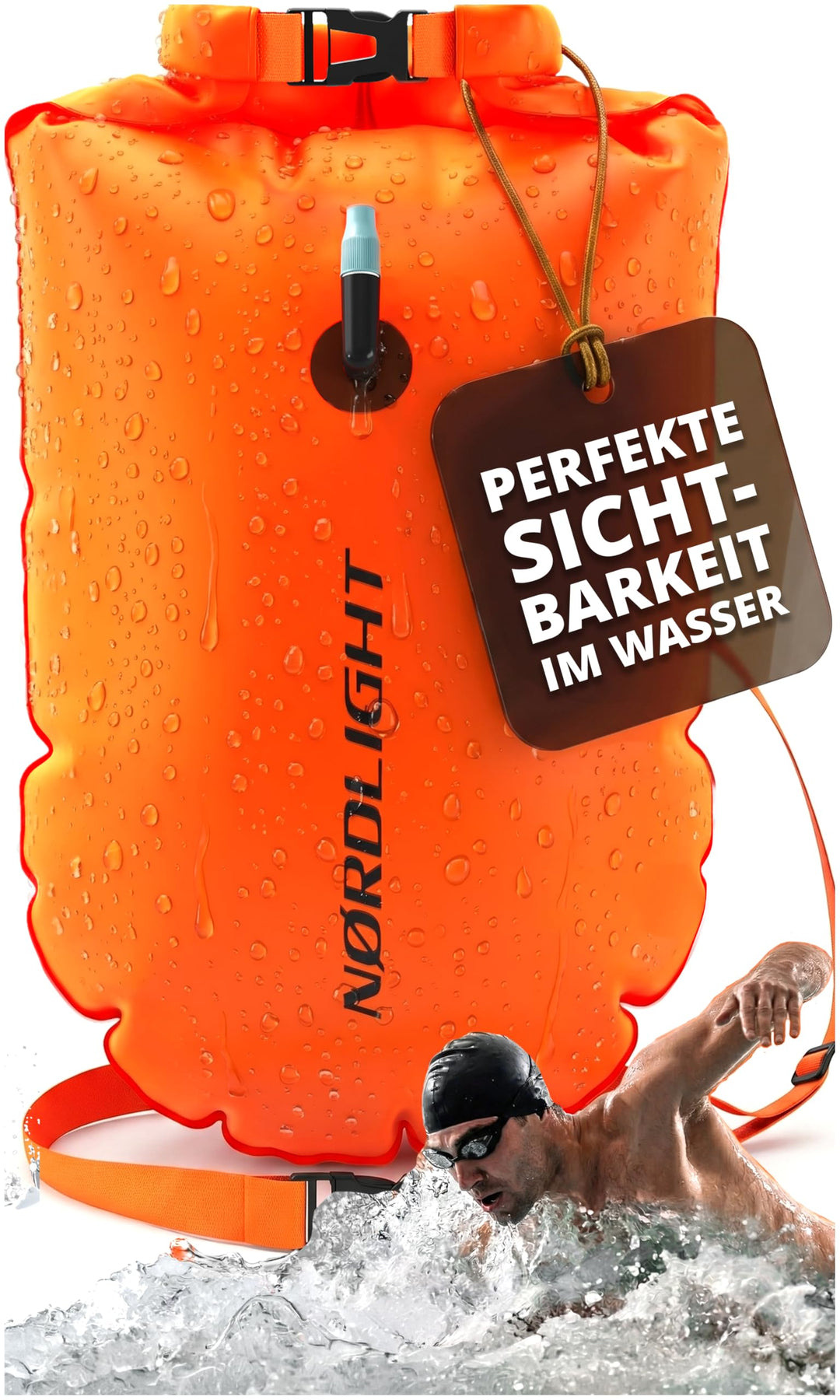 Nordlight Schwimmboje - Dry Bag Schwimmhilfe Erwachsene wasserdichte Tasche, Aufblasbarer wasserfest