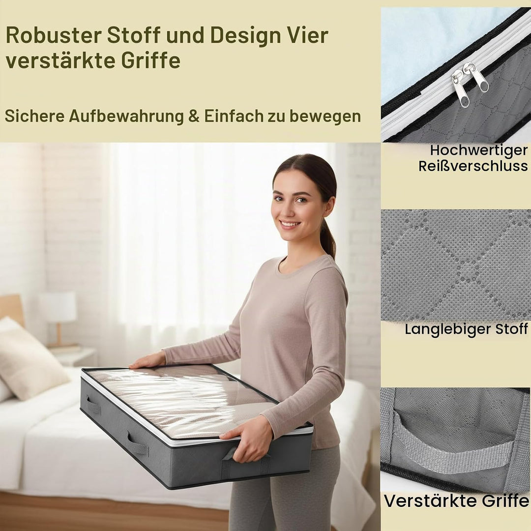 Romon Unterbett Aufbewahrungsbox Unterbettkommode, 3 Stück Bettkasten 75L Faltbare mit Reissverschlü