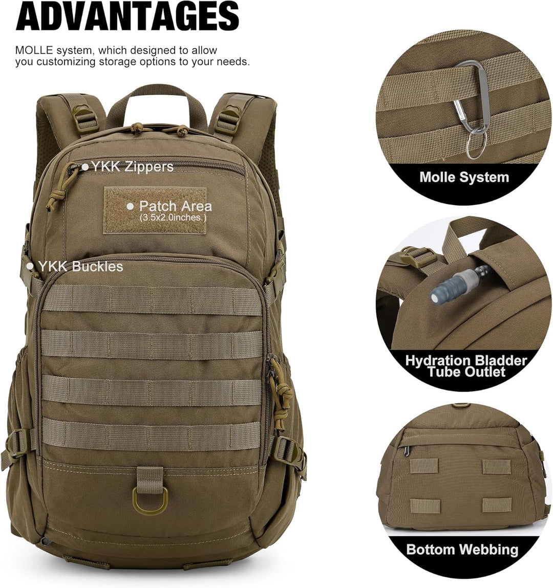 Mardingtop 25L Militär Rucksäcke für Taktischer Fahrrad Wandern Spazieren Klettern Bergsteigen Radfa
