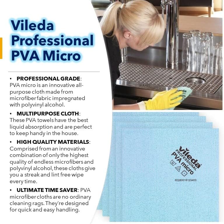 Vileda PVAMB PVA Mikrotuch, Blau, 5 Stück, Blau