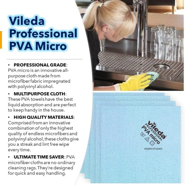 Vileda PVAMB PVA Mikrotuch, Blau, 5 Stück, Blau