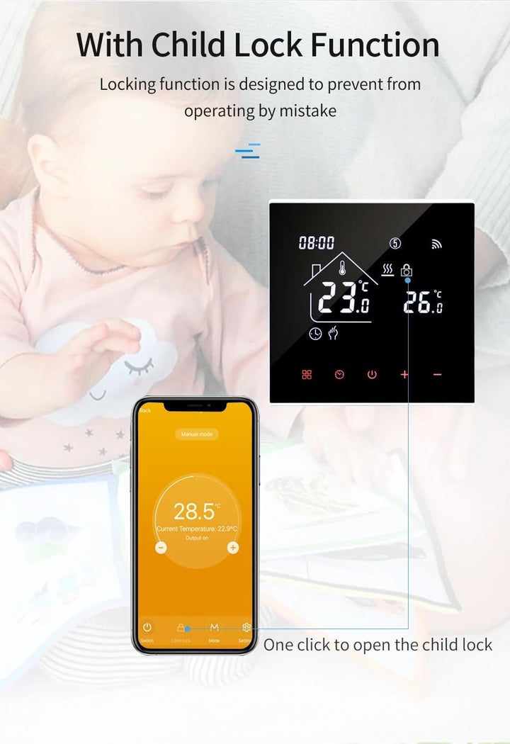 RKHK M4 Thermostat-Smart Wi-Fi Raumthermostat für Wasser, Fussbodenheizung, Digitale Heizungsthermos