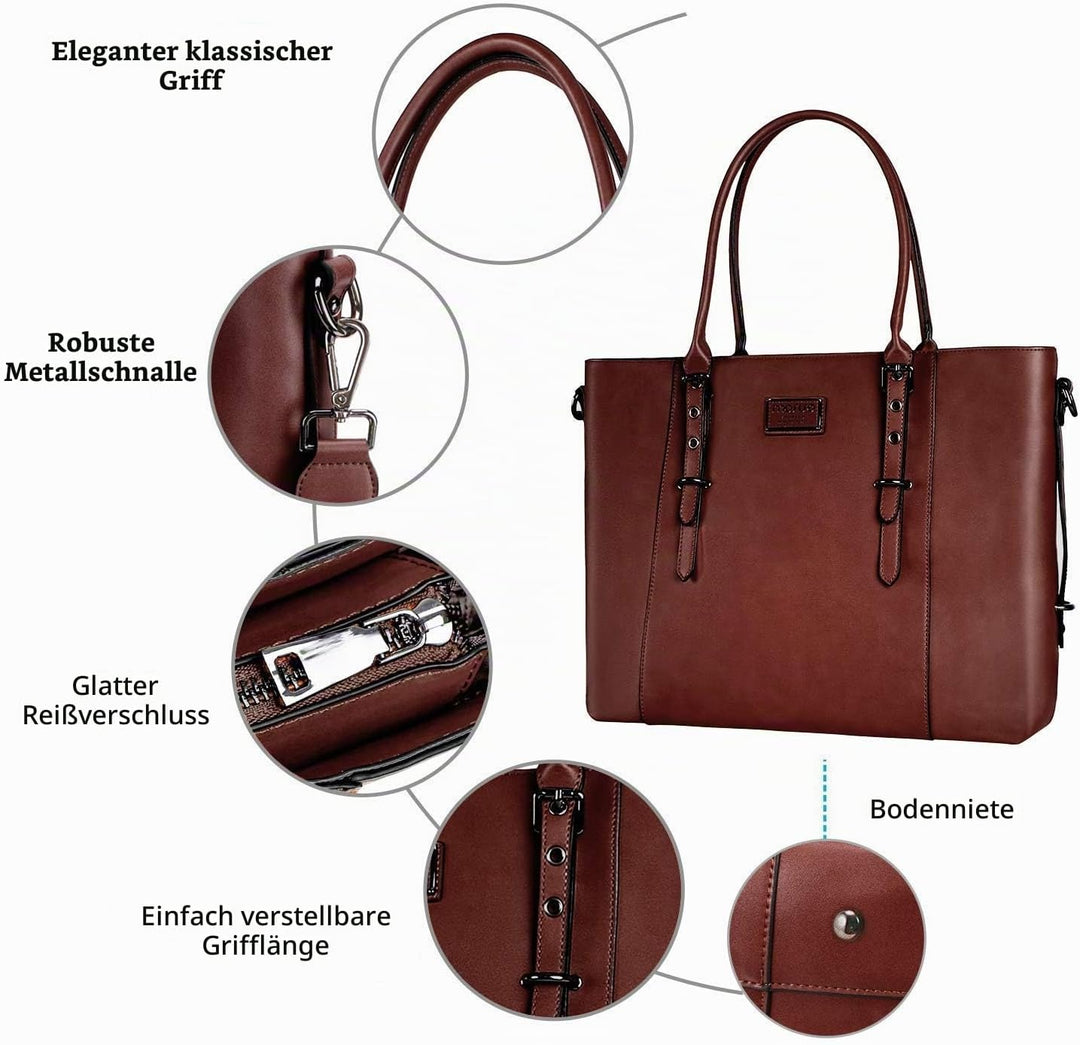 MOSISO Laptop Tasche (17-17,3 Zoll),PU Leder Umhängetasche Tragetasche Aktentasche Handtasche Kompat