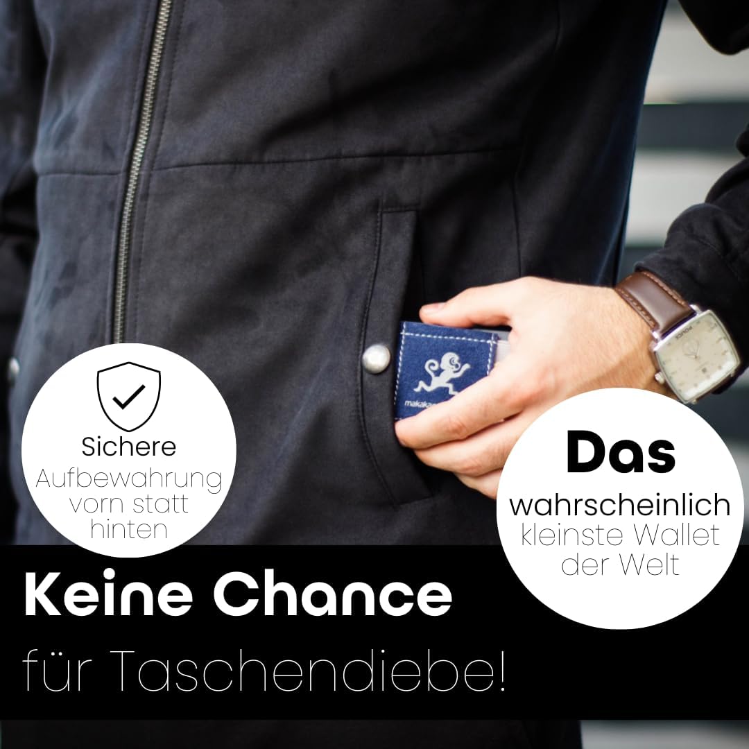 MakakaOnTheRun Slim Wallet Kartenetui mit Münzfach, Kartenhalter, Kreditkartenetui, Slim Wallet, Gel