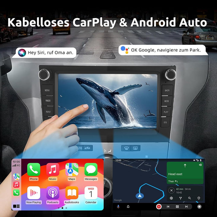 ESSGOO True 4+64G Wireless Autoradio mit Android Auto und CarPlay Für Vauxhall Opel Corsa C D Zafira