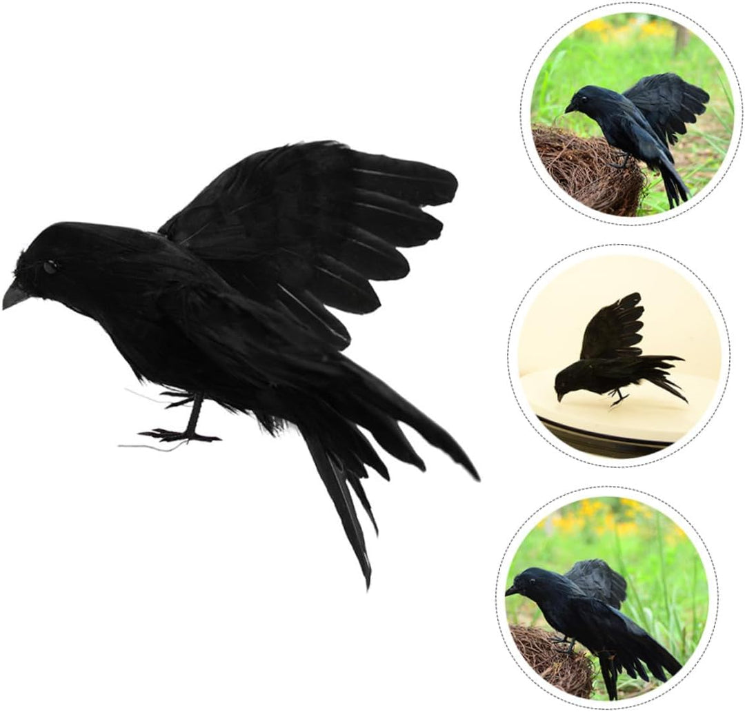 Toddmomy 2 Stück Realistische Deko Grosse Schwarze Vogel Attrappe Halloween Deko für Tisch Garten Pa