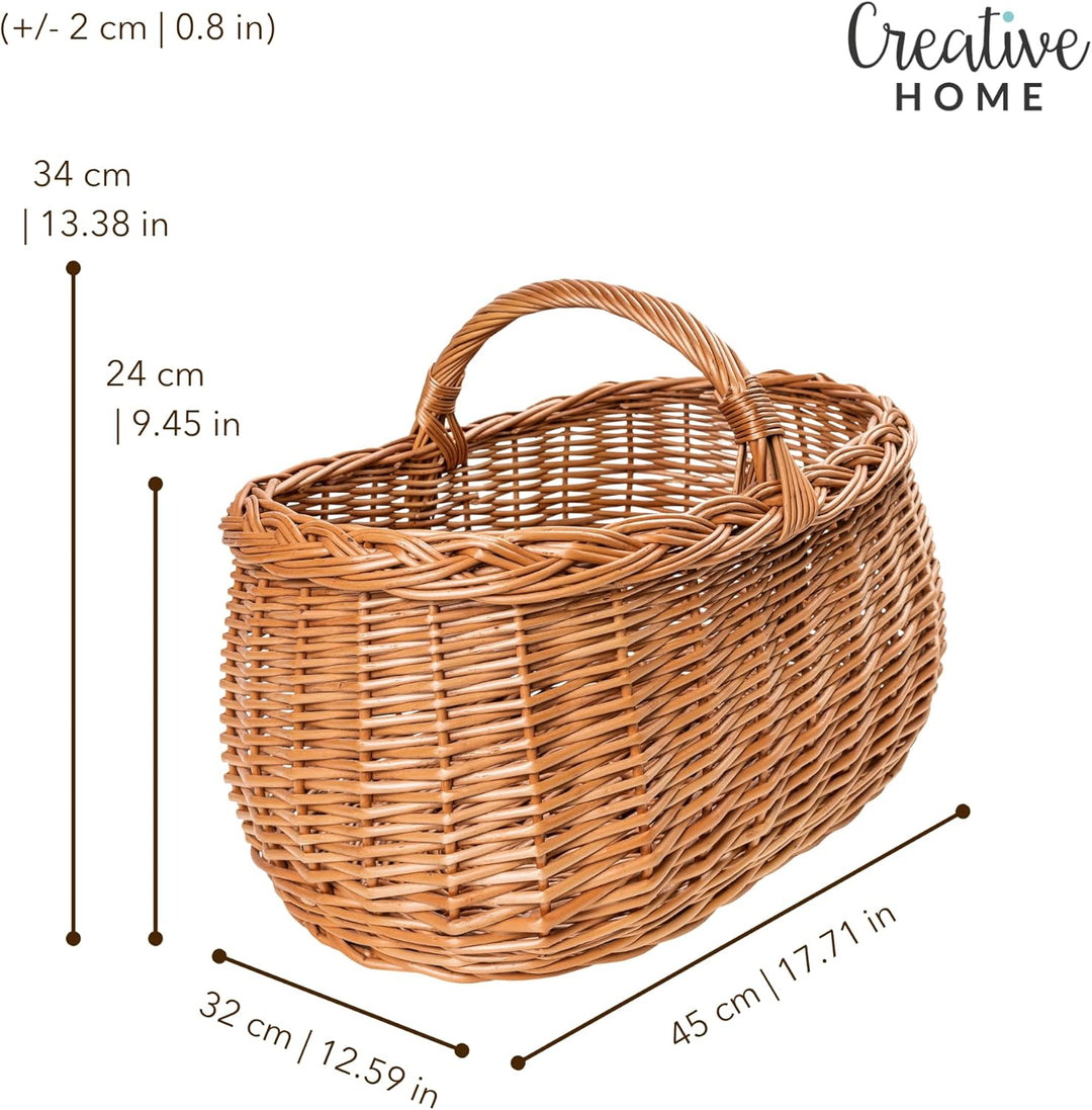 Creative Home Grosse Picknickkorb Weidenkorb mit Henkel Einkaufskorb | 45 x 32 x 34 cm (+/- 1 cm) |