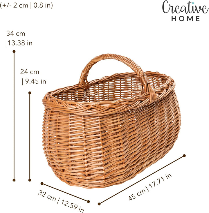 Creative Home Grosse Picknickkorb Weidenkorb mit Henkel Einkaufskorb | 45 x 32 x 34 cm (+/- 1 cm) |