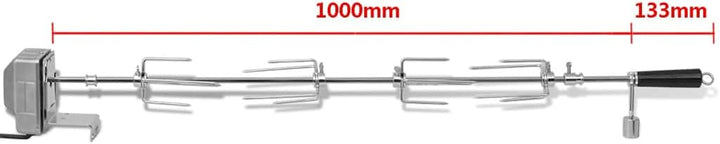 vidaXL Grillspiess Motor Stahl 1000 mm Universal Rotisserie Drehspiess BBQ Grill