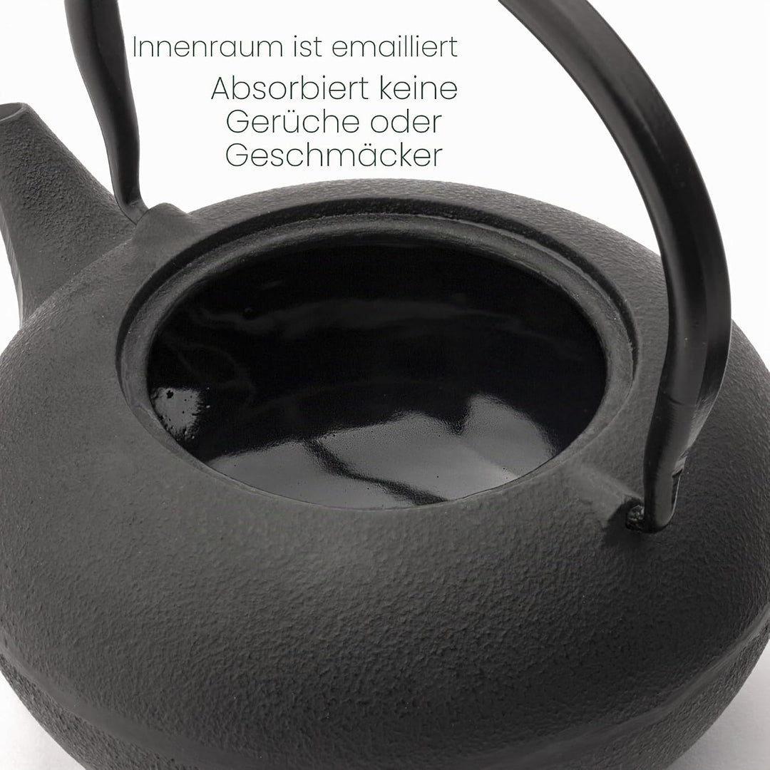 Bredemeijer Teekannen Set 3-teilig Gusseisen 1 Liter mit Porzellan-Tee-Becher
