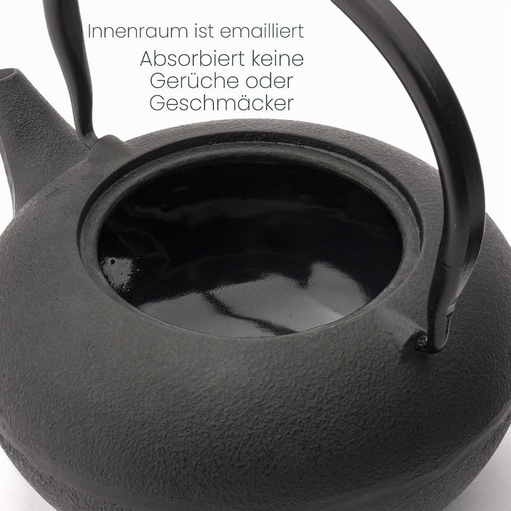 Bredemeijer Teekannen Set 3-teilig Gusseisen 1 Liter mit Porzellan-Tee-Becher