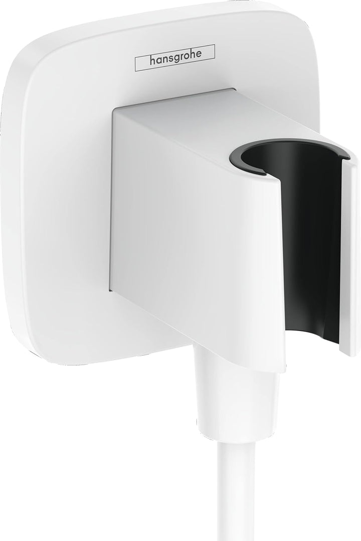 hansgrohe Wandanschluss mit Duschkopfhalterung FixFit Q, Mattweiss, Mattweiss