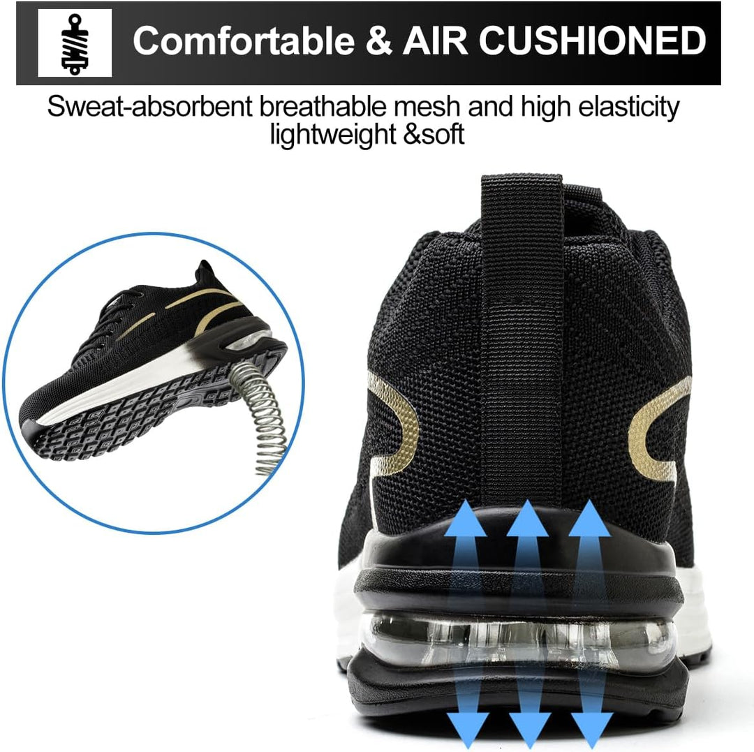 YEKOYIOO Sicherheitsschuhe Herren Damen Arbeitsschuhe mit Stahlkappe Sneaker Schutzschuhe 41 EU Gold