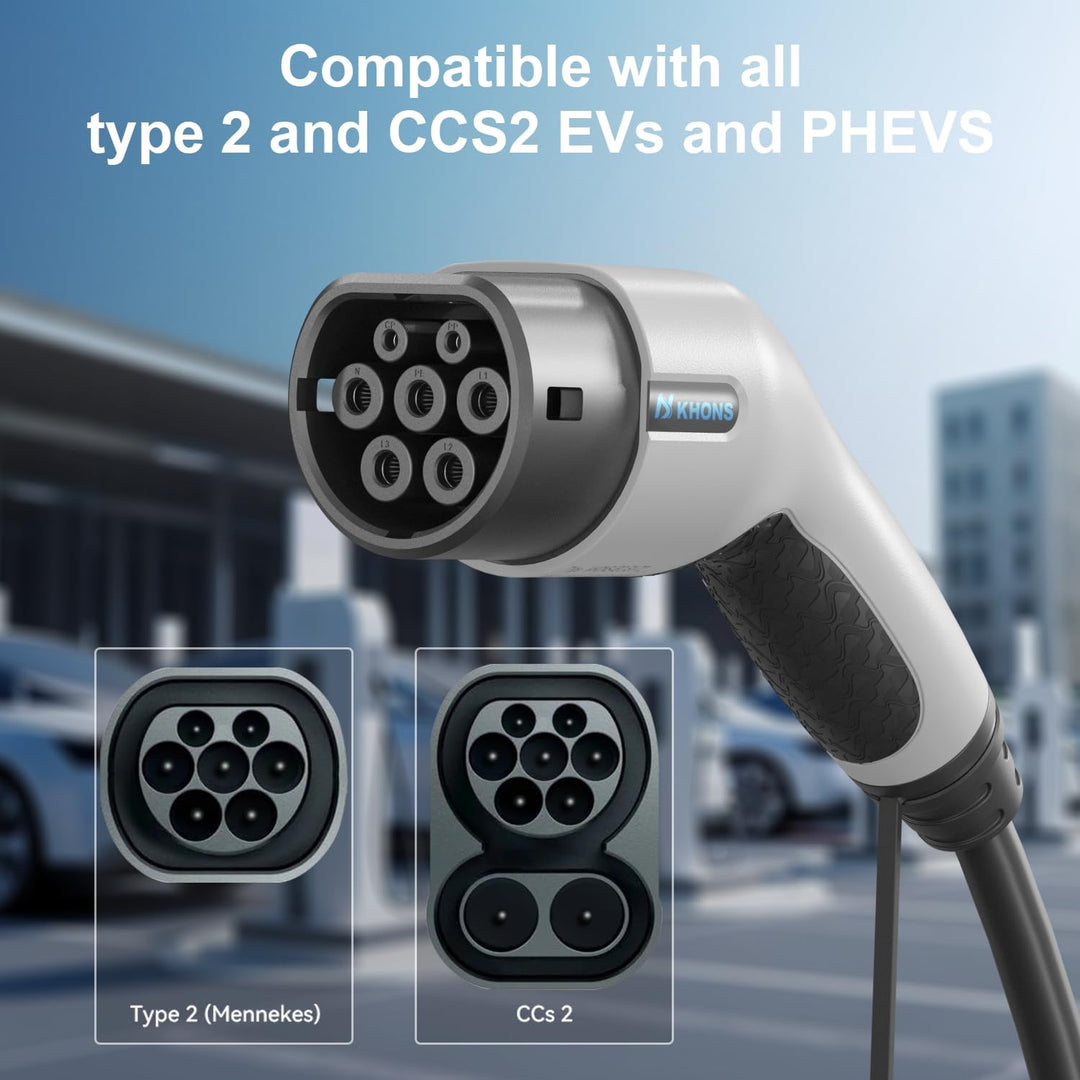 Typ 2 Ladekabel 16A/11 kW/3-Phasig/5 Meter Elektroauto Ladekabel Typ 2 auf Typ 2 EV Ladekabel für E