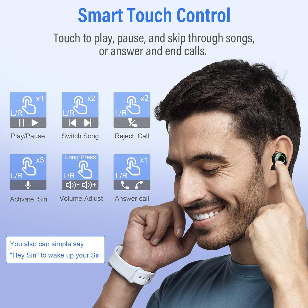 Kopfhörer Kabellos, Bluetooth 5.0 in-Ear Kopfhörer mit Mikrofon 156H Spielzeit mit USB-C LCD Ladekof