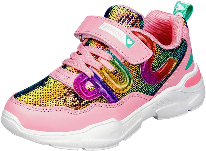 Mädchen Turnschuhe Sparkle Scales Sneaker Kinderschuhe mit Klettverschluss(28-38 EU), Pink